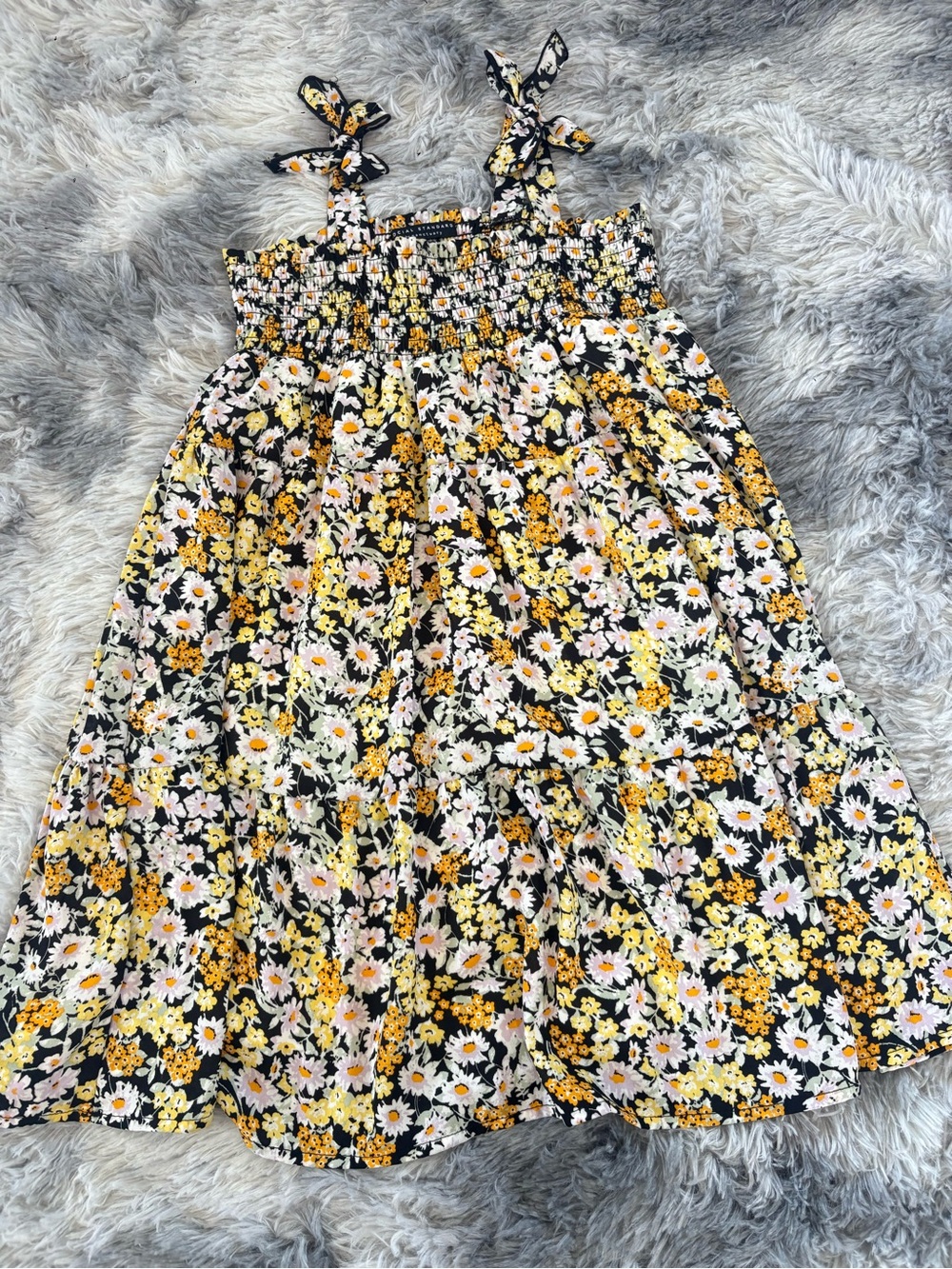 Sanctuary Black Floral Sundress with Yellow & White Daisies